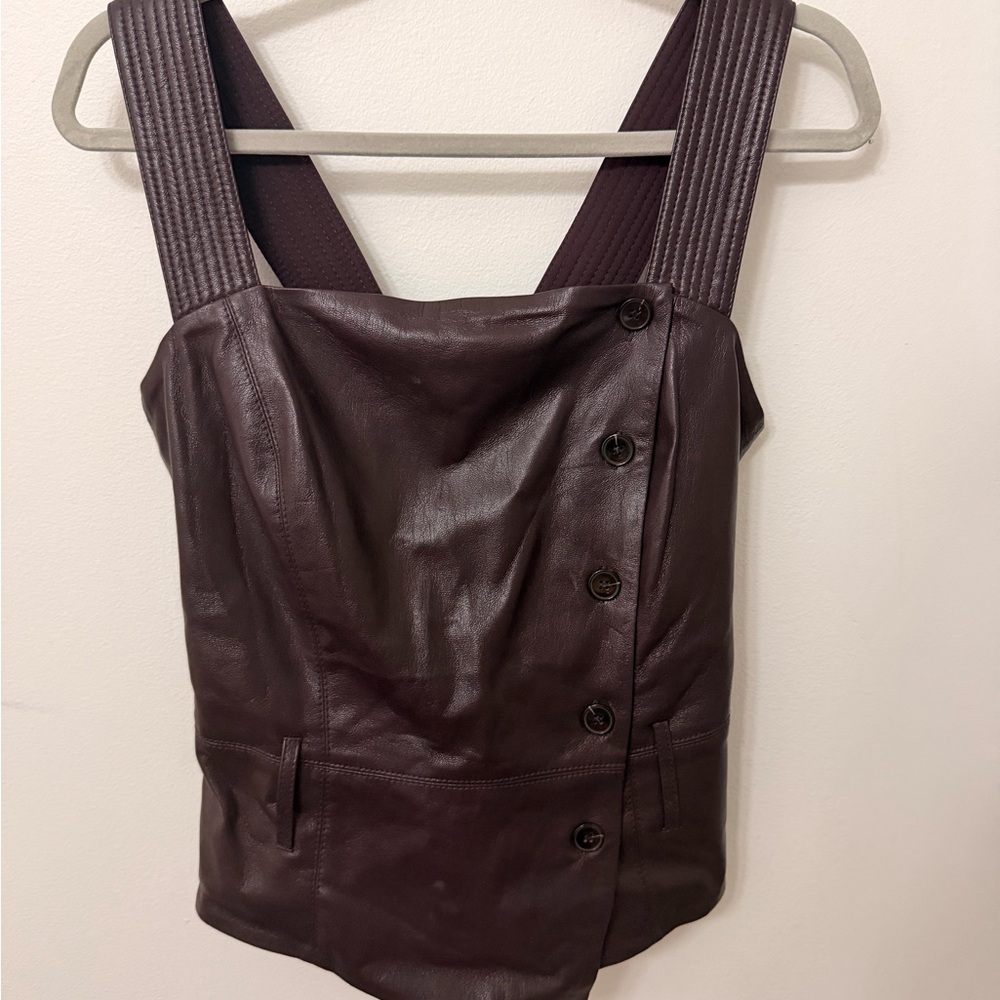 Nanushka Vegan Leather Top in plum